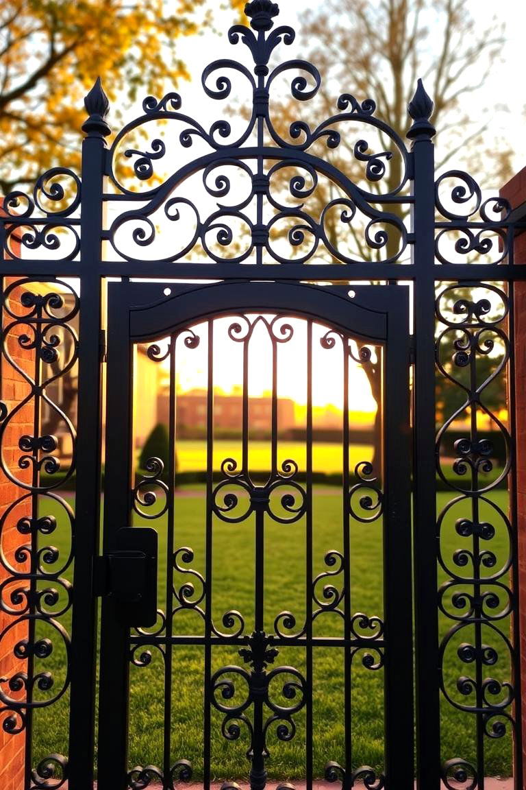 Wrought Iron Gate with Intricate Detailing - 24 Fence Gate Ideas