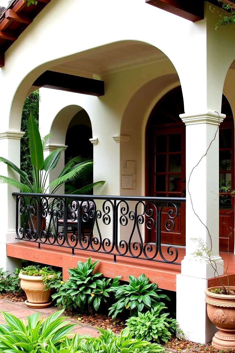 Wrought Iron Railings and Arches - 24 spanish style front porch ideas