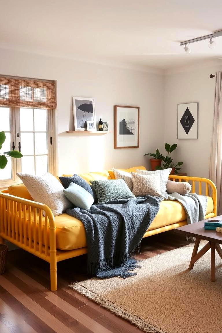 Yellow Daybed for a Multi Functional Space - 24 Yellow Couch Living Room Ideas