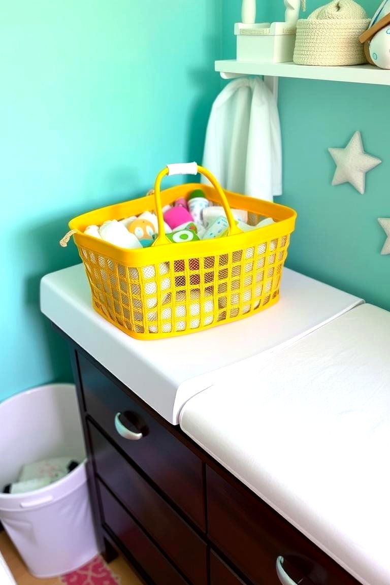 Yellow Diaper Caddy - 24 Yellow Nursery Ideas