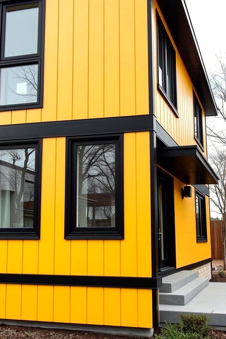 Yellow Siding with Black Window Frames - 24 Yellow Exterior Home Ideas