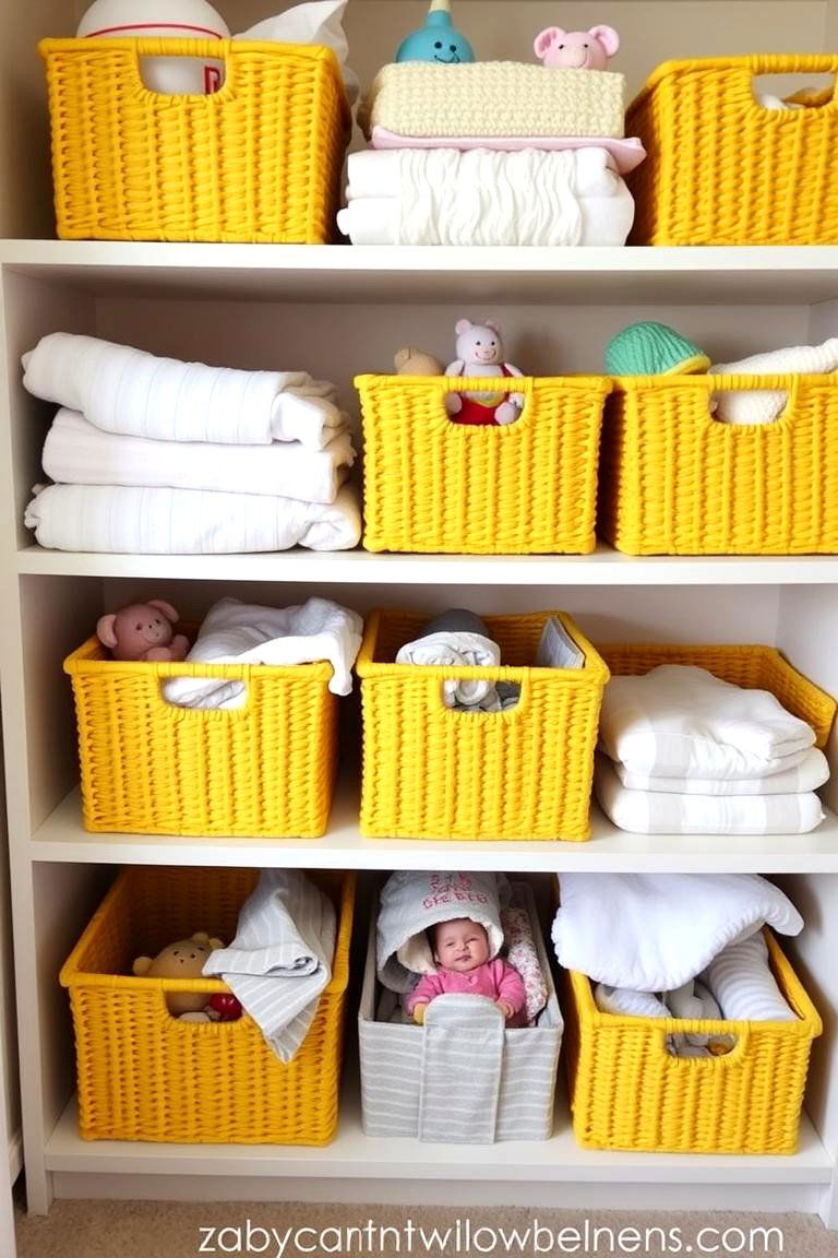 Yellow Storage Baskets - 24 Yellow Nursery Ideas