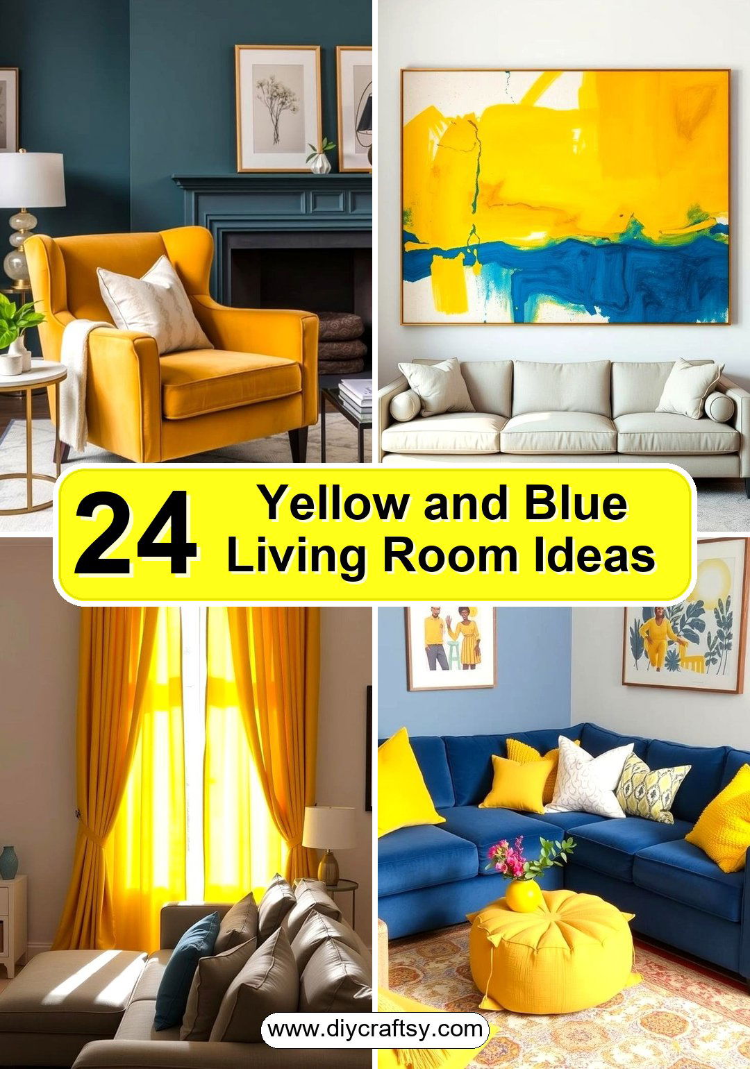 Yellow and Blue Living Room Ideas