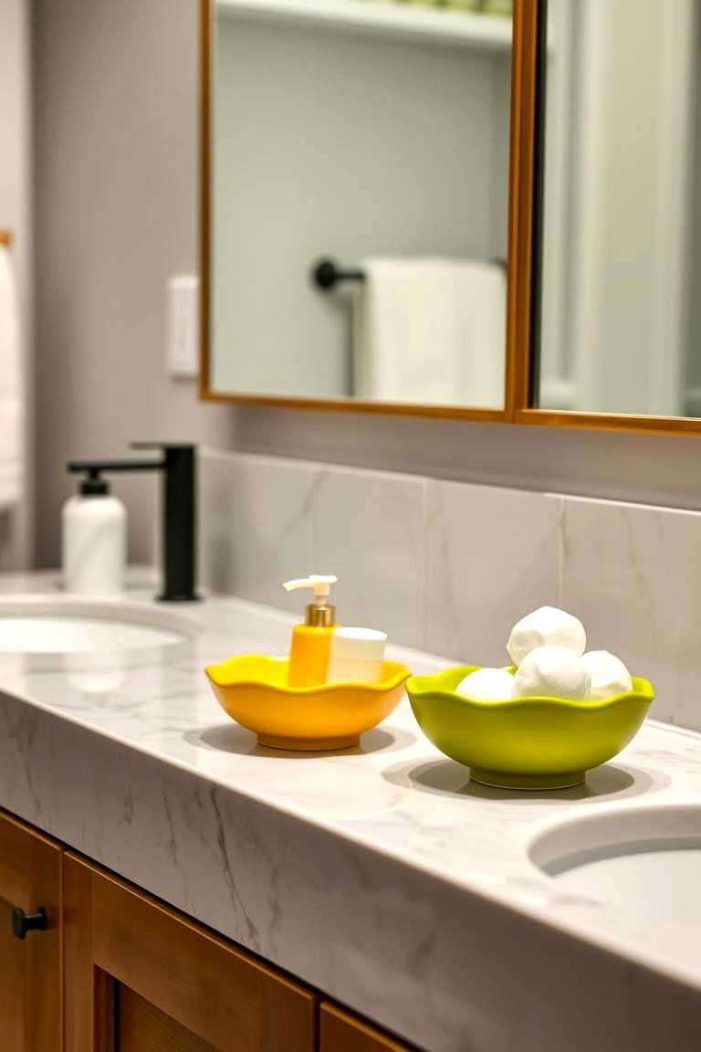 Yellow and Green Decorative Bowls - 24 Yellow and Green Bathroom Ideas