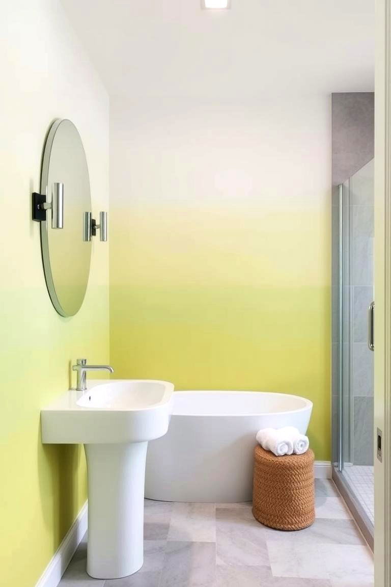 Yellow and Green Ombre Walls - 24 Yellow and Green Bathroom Ideas