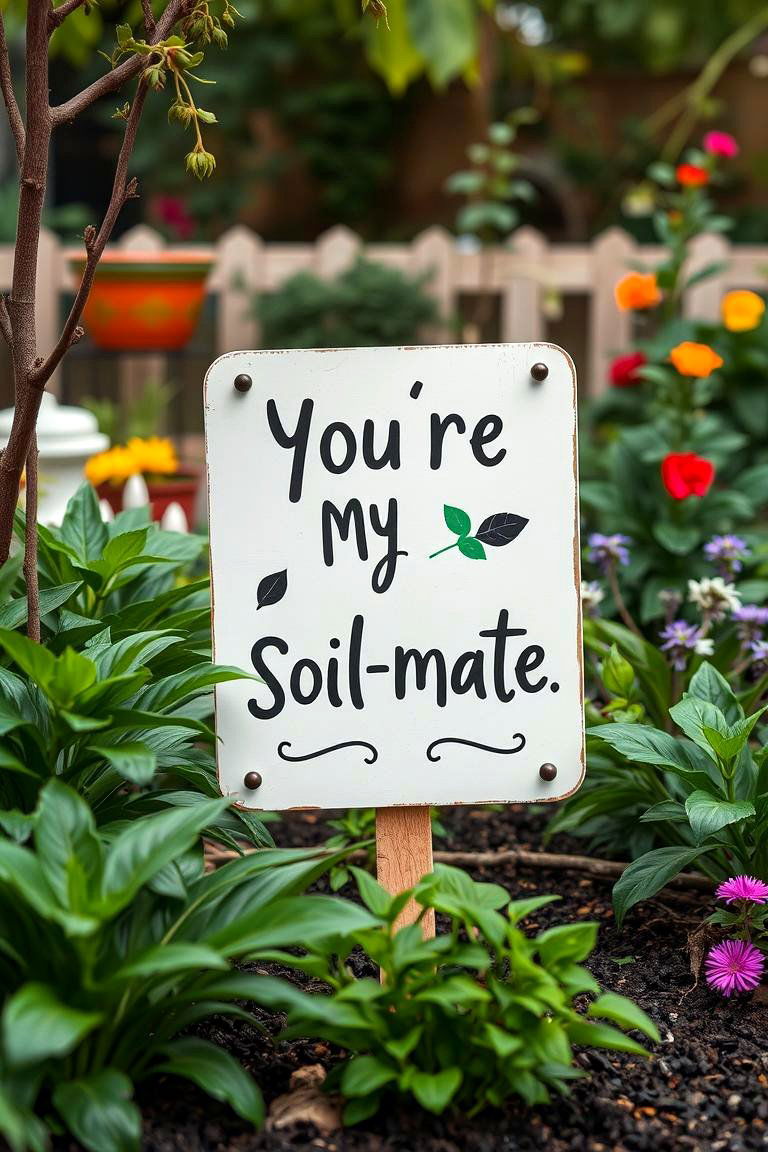 Youre My Soil mate - 24 Funny Garden Sign Ideas