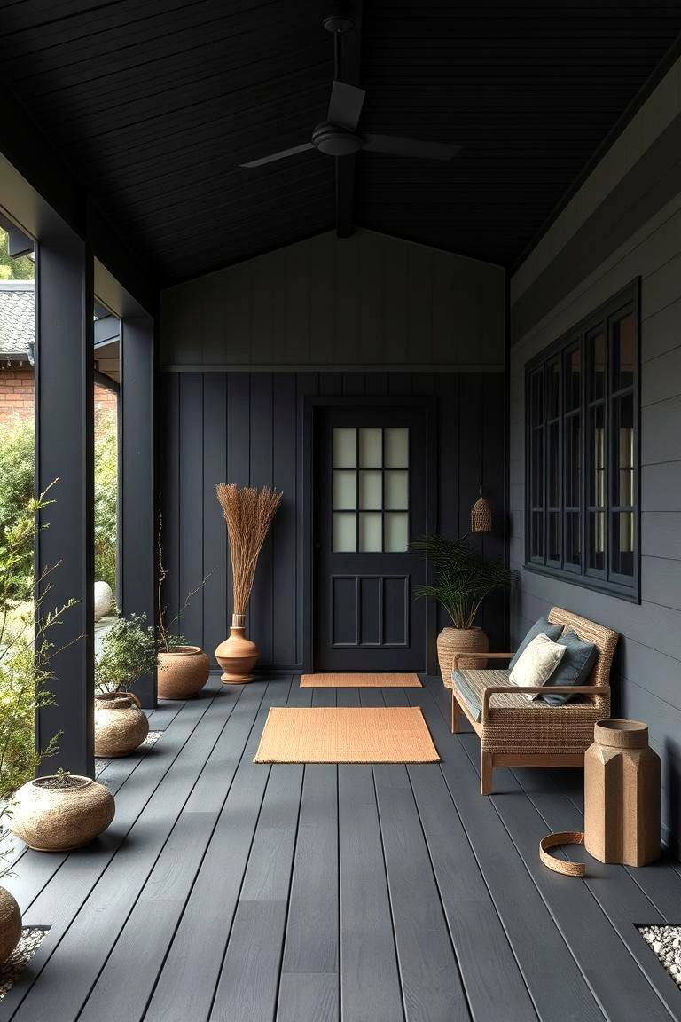 Zen Black Oasis Porch - 24 Black Porch Ideas