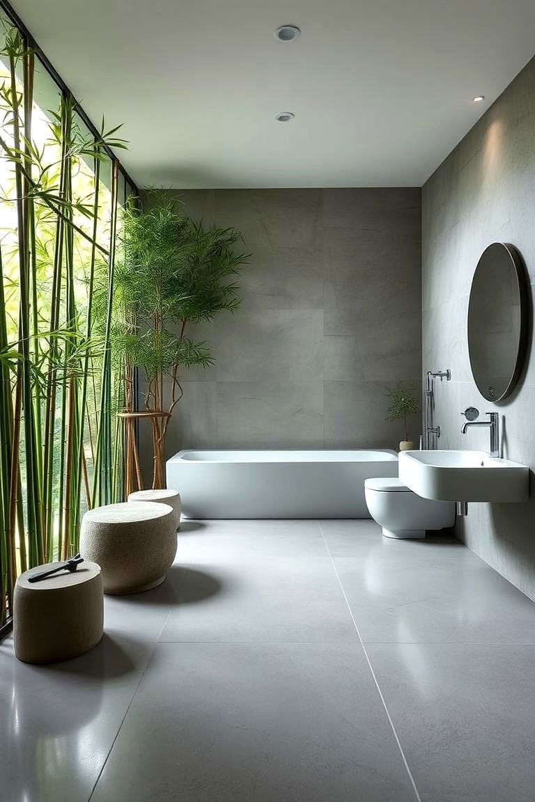 Zen Garden Bathroom - 24 Green and Grey Bathroom Ideas