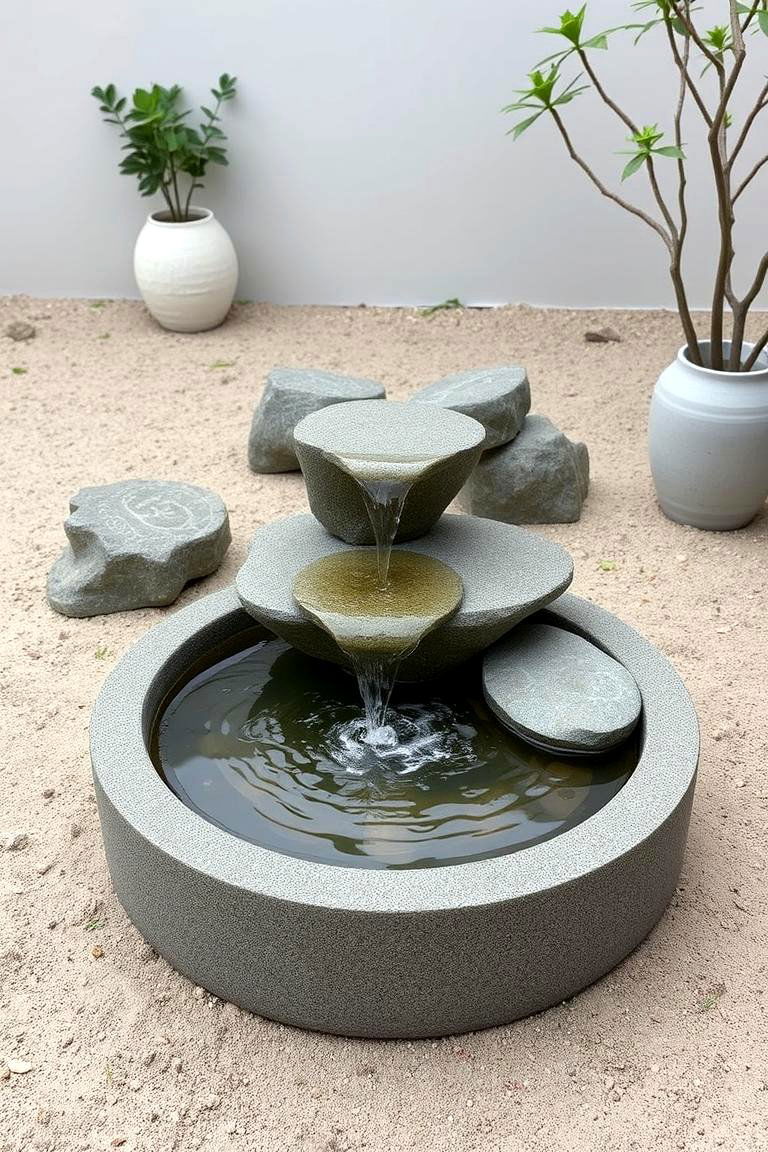 Zen Garden Fountain - 24 Backyard Fountain Ideas