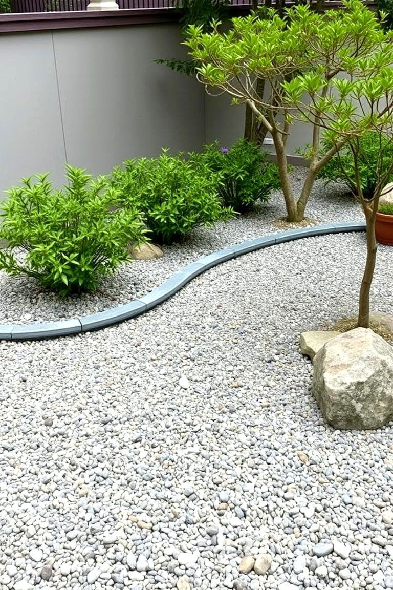 Zen Garden Inspired Gravel Border - 24 Gravel Driveway Edging Ideas
