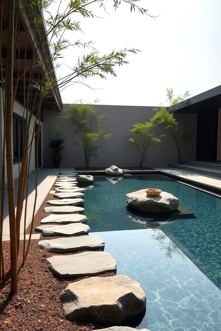 Zen Garden Pool Area - 24 Pool Patio Ideas