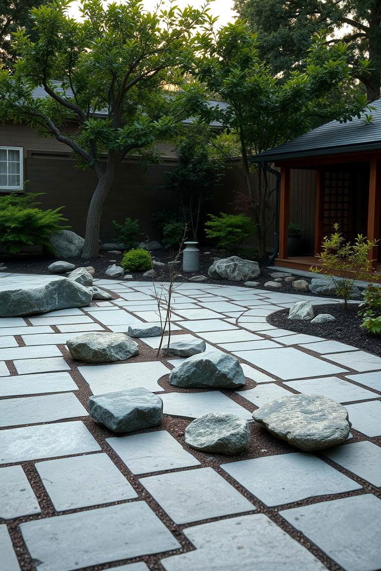 Zen Garden Stone Patio - 24 Stone Patio Ideas