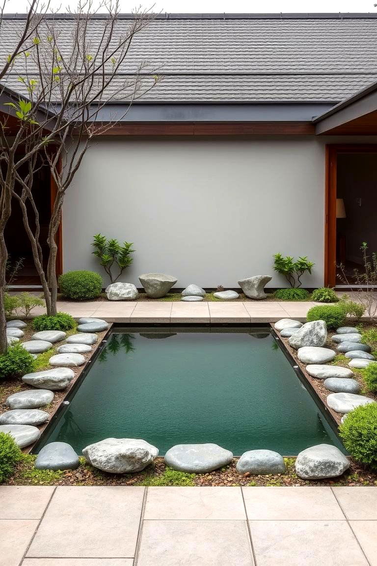 Zen Garden Surrounding the Pool - 24 Above Ground Pool Landscaping Ideas