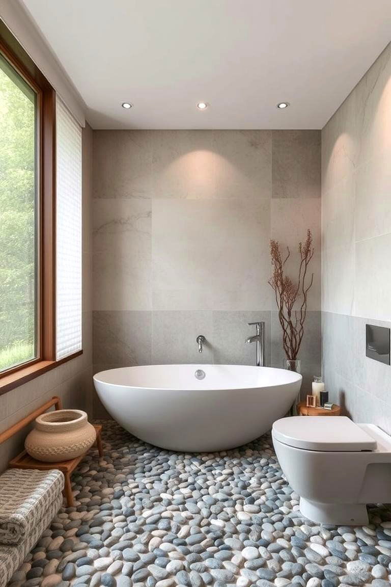 Zen Harmony - 24 Pebble Tile Bathroom Ideas