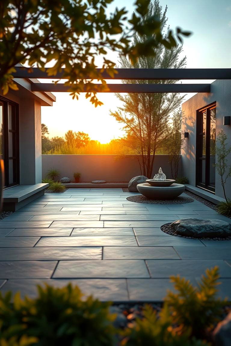 Zen Inspired Bluestone Patio with Meditation Garden - 24 Bluestone Patio Ideas