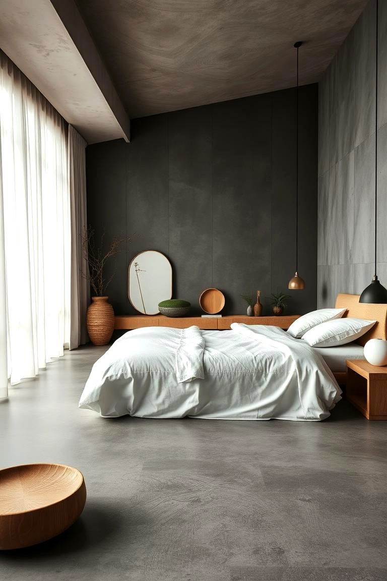 Zen Inspired Concrete Floor Bedroom - 24 Concrete Floor Bedroom Ideas