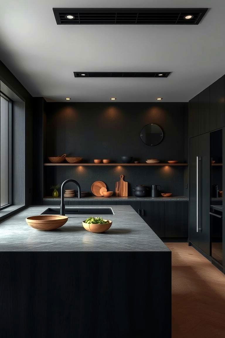 Zen Inspired Dark Kitchen - 24 Dark Kitchen Ideas
