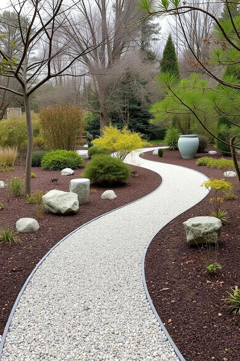 Zen Inspired Gravel Trail - 24 Pea Gravel Walkway Ideas
