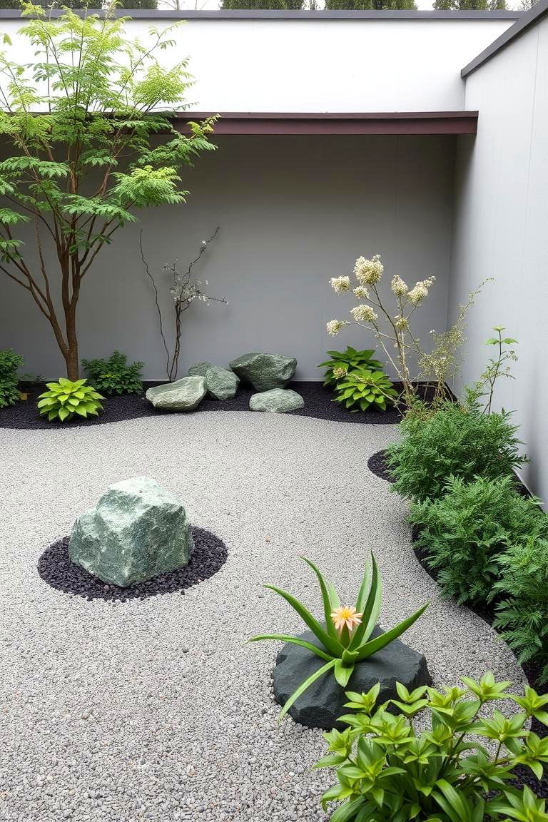 Zen Inspired Minimalist Garden - 24 Front Yard Texas Flower Bed Ideas