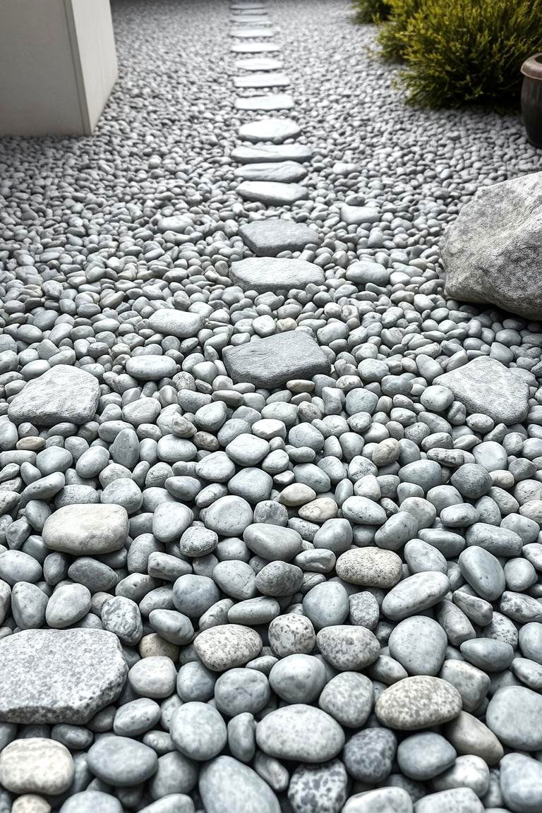 Zen Inspired Pebble Walkway - 24 Stone Walkway Ideas