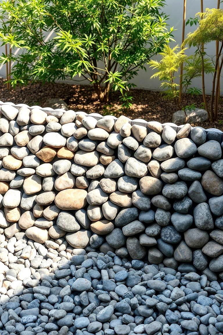 Zen Inspired Pebble Walls - 24 Garden Wall Ideas