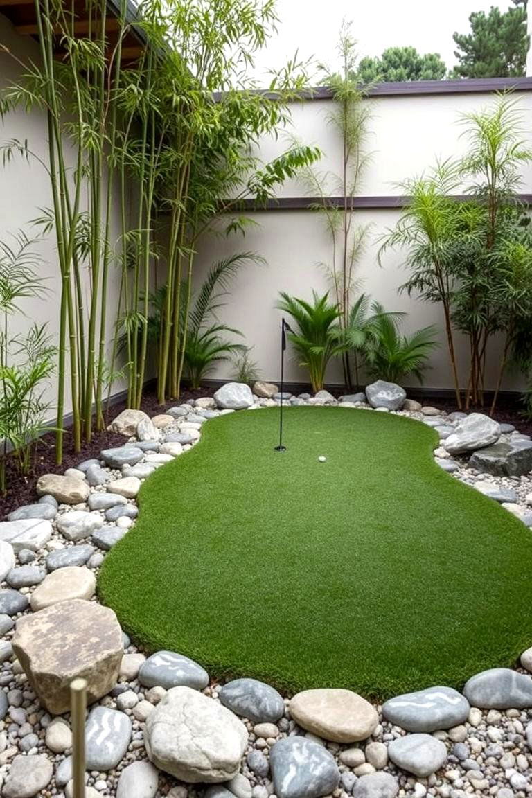 Zen Inspired Putting Green - 24 Backyard Putting Green Ideas