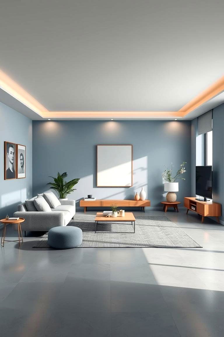 Zen Inspired Retreat - 24 grey floor living room with blue walls ideas
