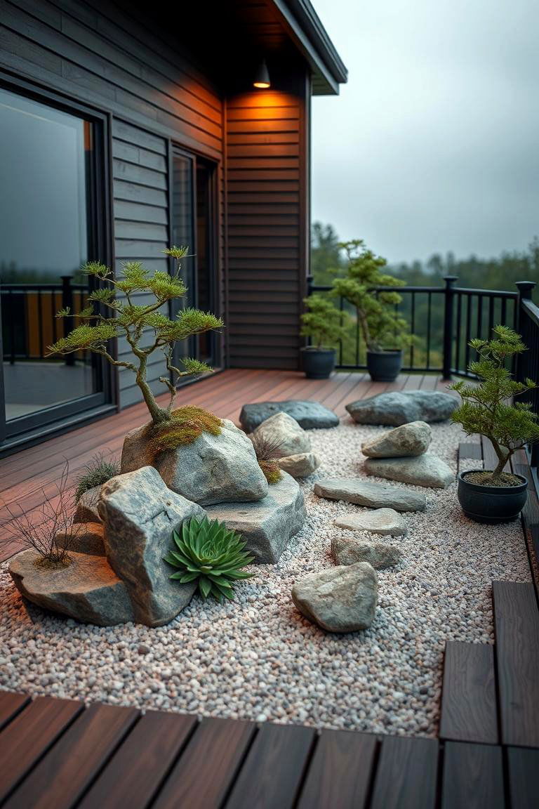 Zen Inspired Rock and Plant Combinations - 24 Deck Decorating Ideas With Plants
