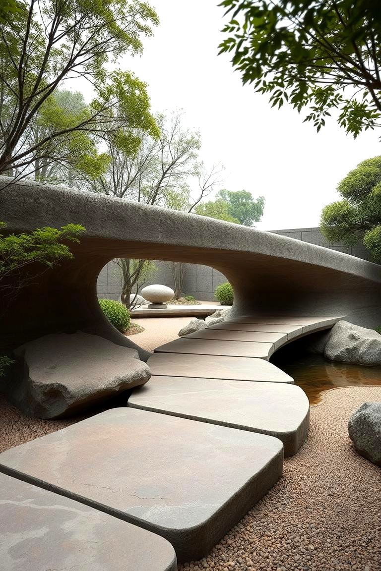 Zen Inspired Stone Bridge - 24 Garden Bridge Ideas