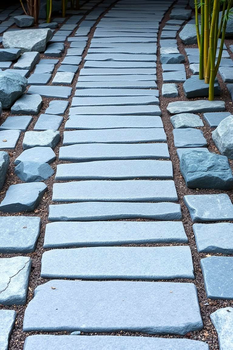 Zen Inspired Stone Trail - 24 Stepping Stone Walkway Ideas