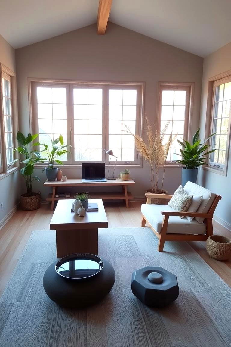 Zen Inspired Sunroom Office - 24 Sunroom Office Ideas