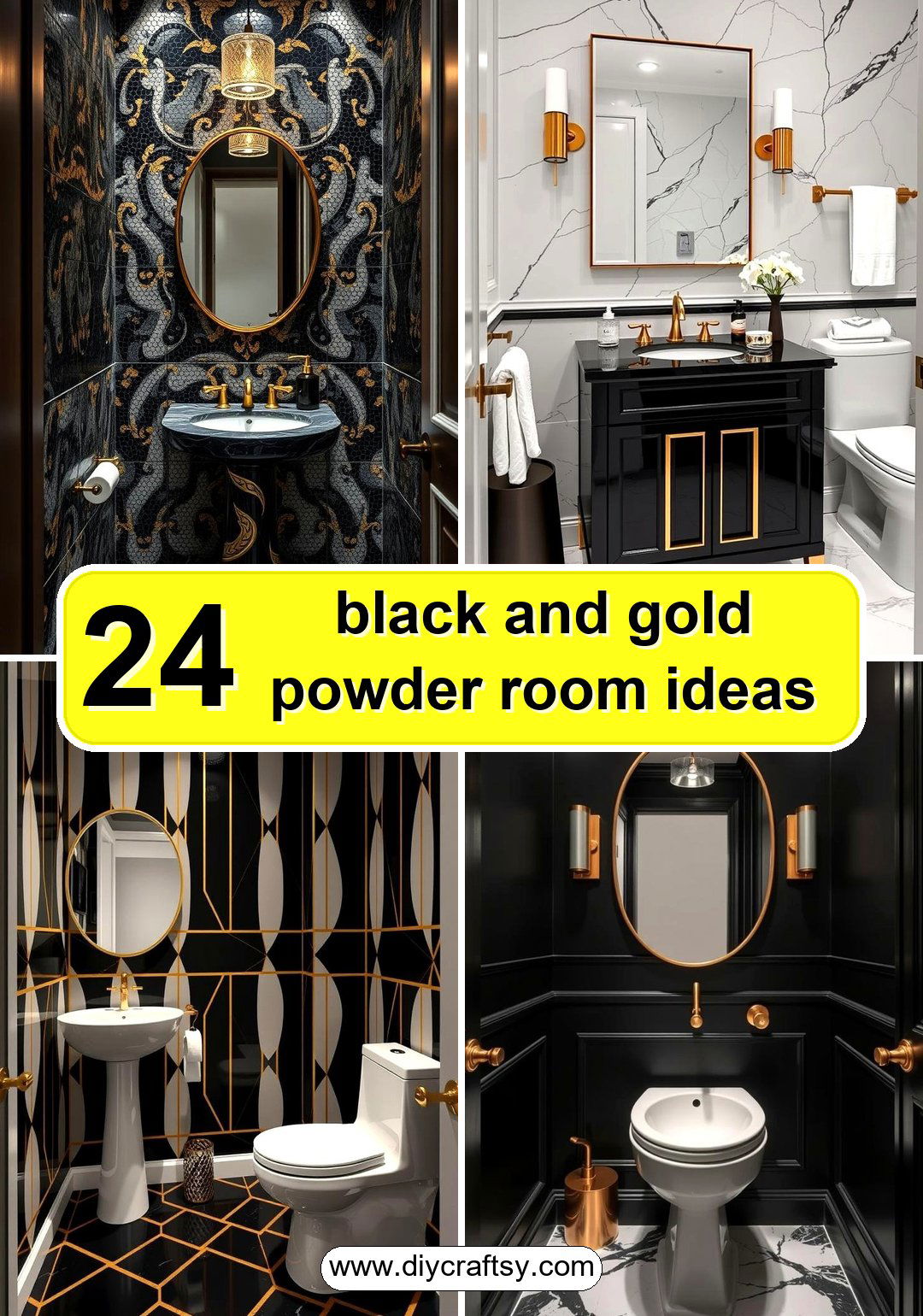 black and gold powder room ideas