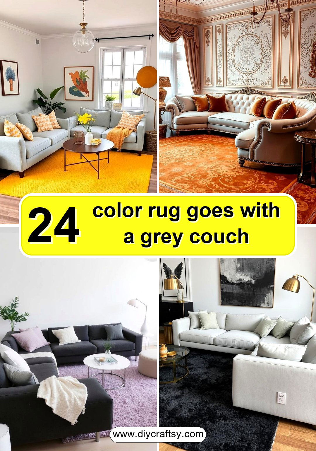 color rug goes with a grey couch