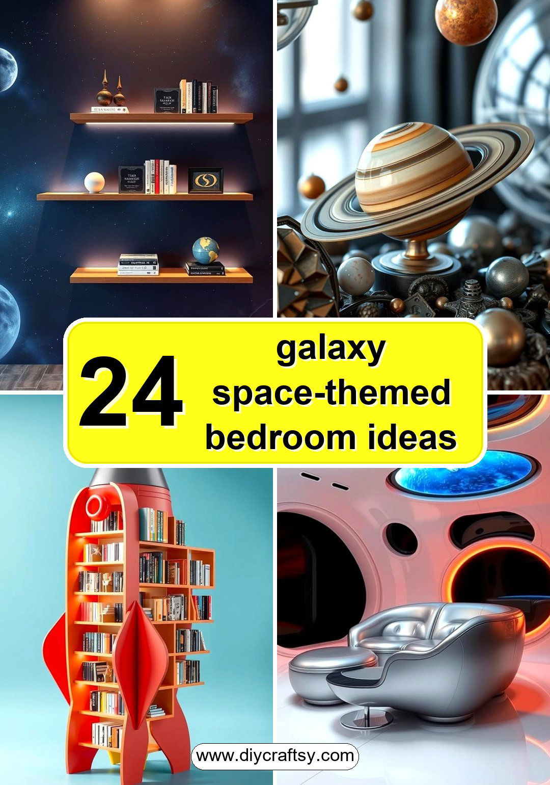 galaxy space-themed bedroom ideas