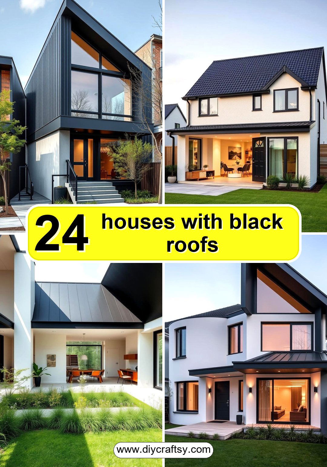 houses with black roofs
