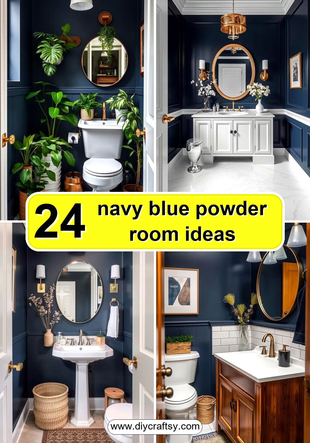 navy blue powder room ideas
