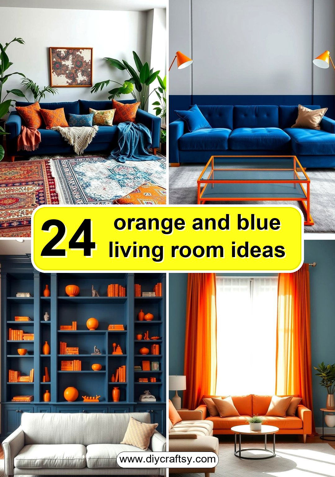 orange and blue living room ideas