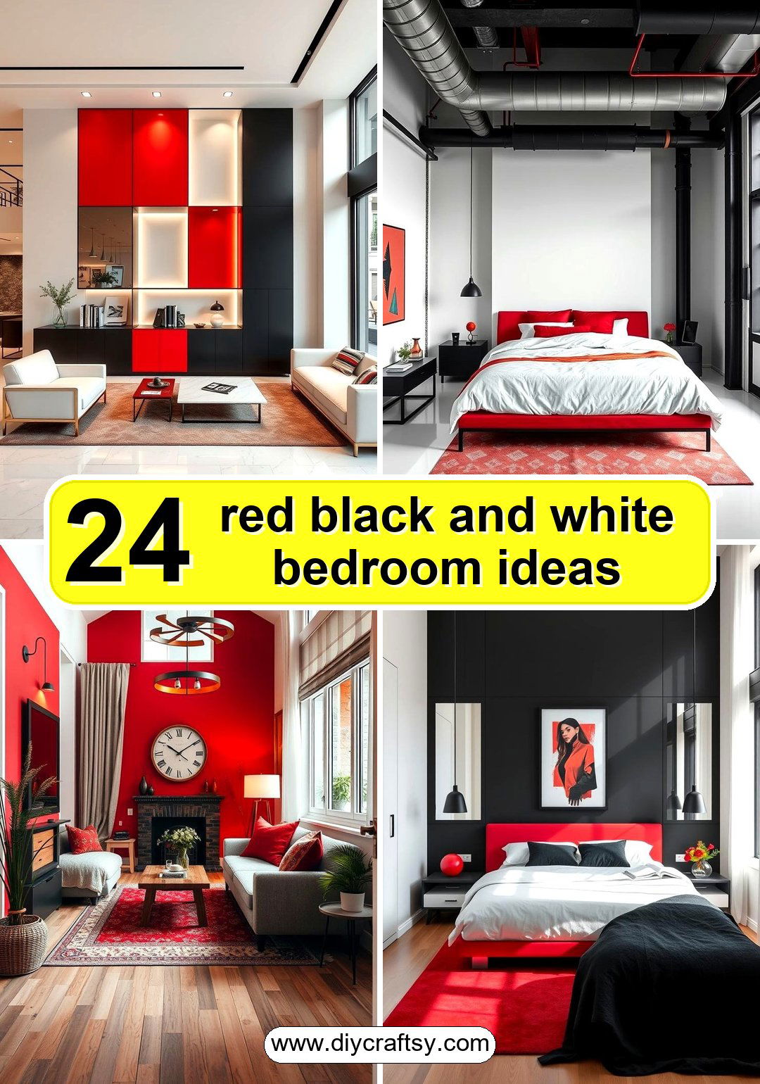 red black and white bedroom ideas