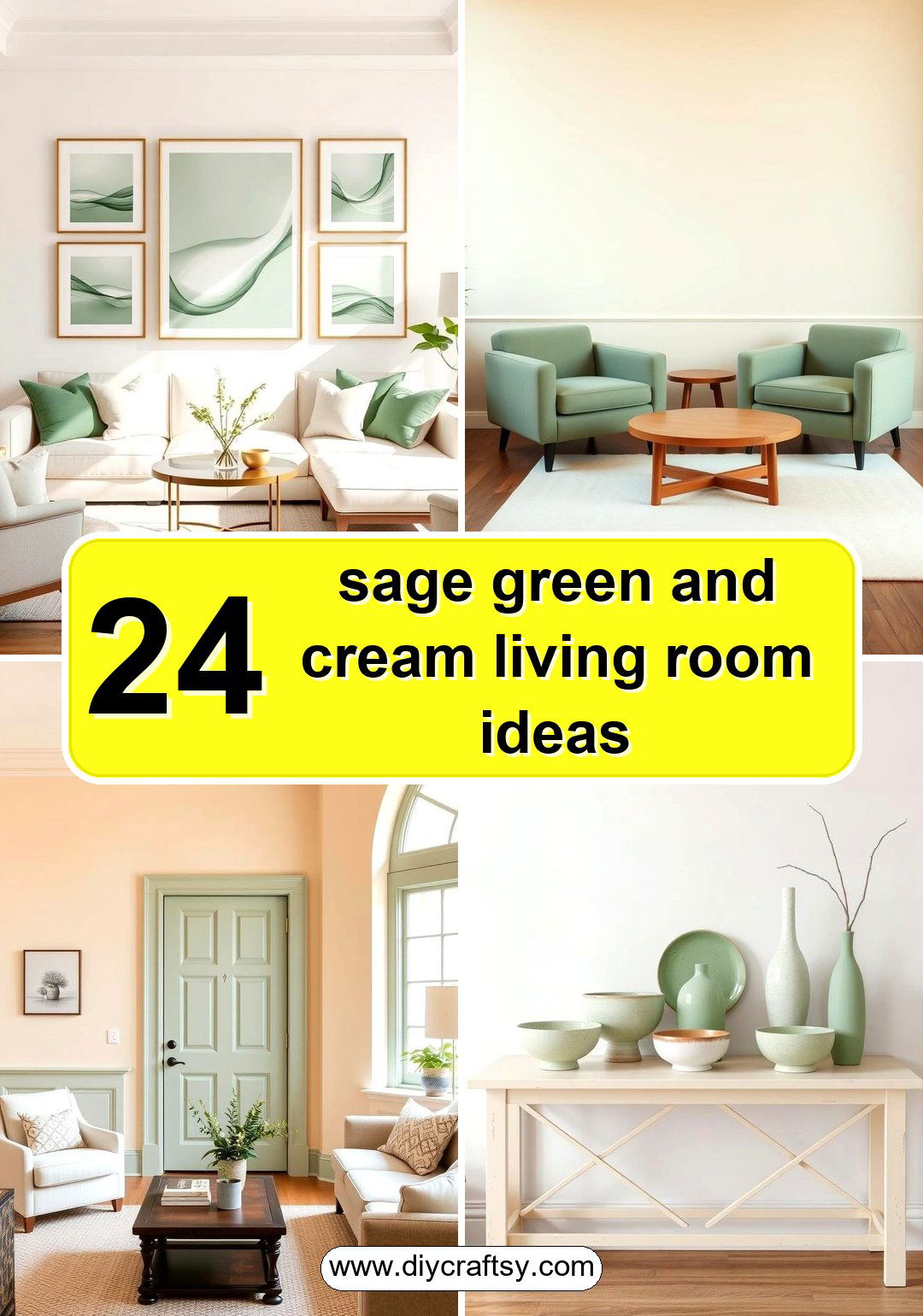 sage green and cream living room ideas