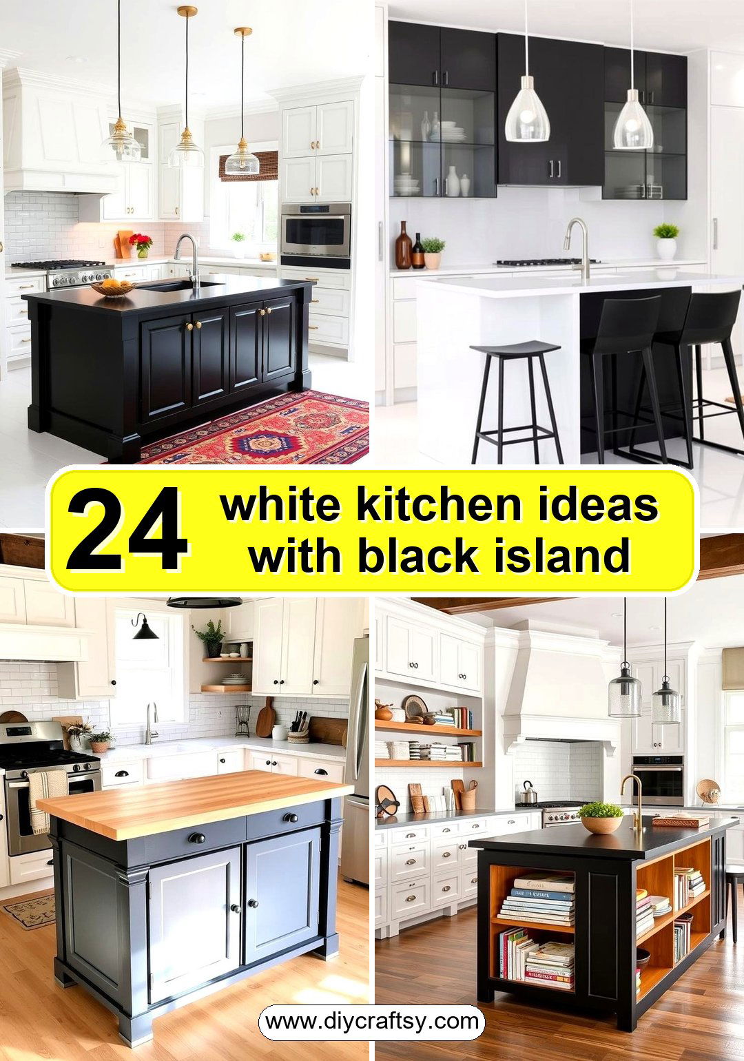 white kitchen ideas with black island