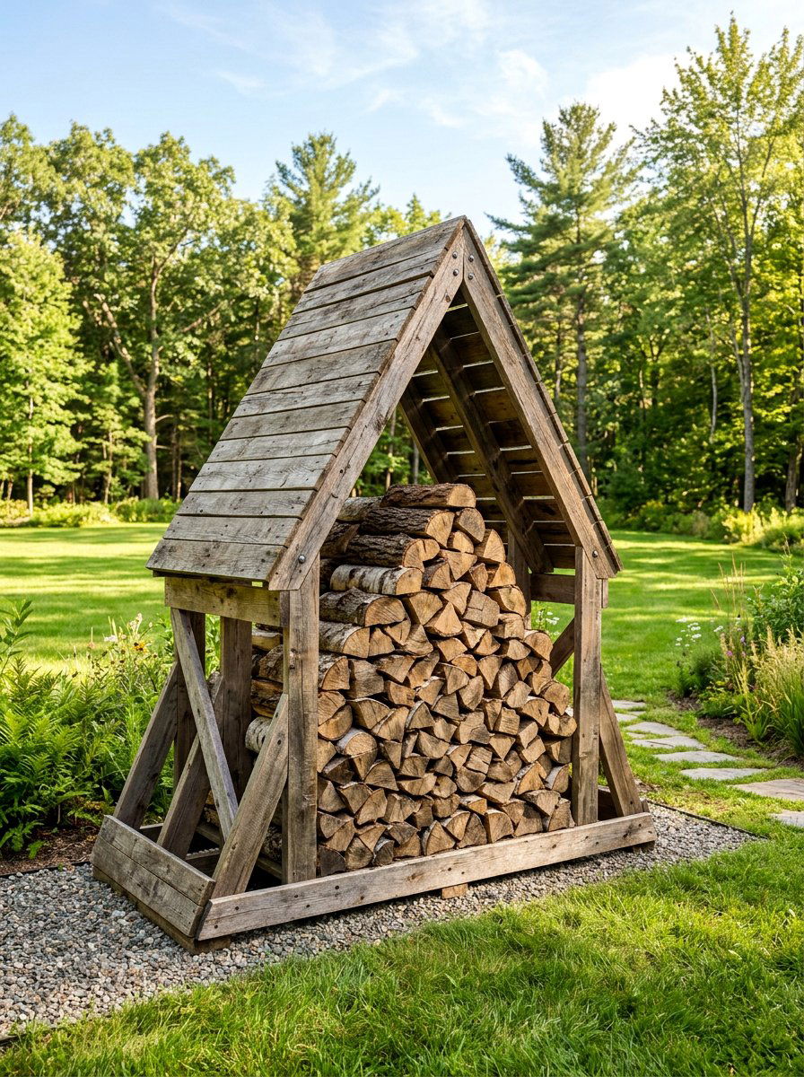 A Frame Pallet Wood Rack - 25 Pallet Firewood Storage Rack Ideas