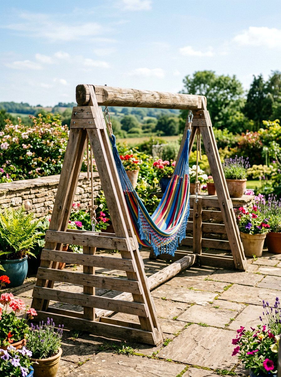 A Frame Wood Hammock Stand - 25 Pallet Hammock Stand Ideas