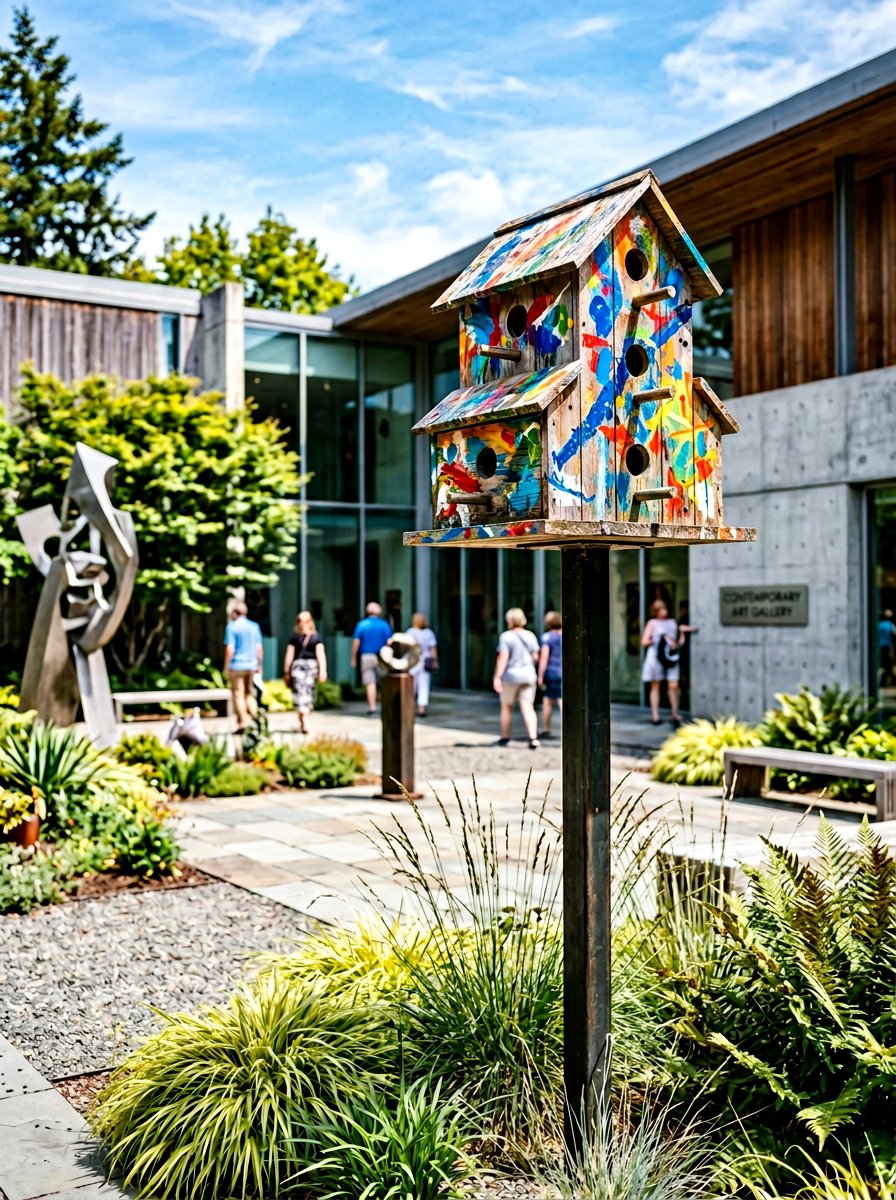 Abstract Art Birdhouse - 25 birdhouse painting ideas