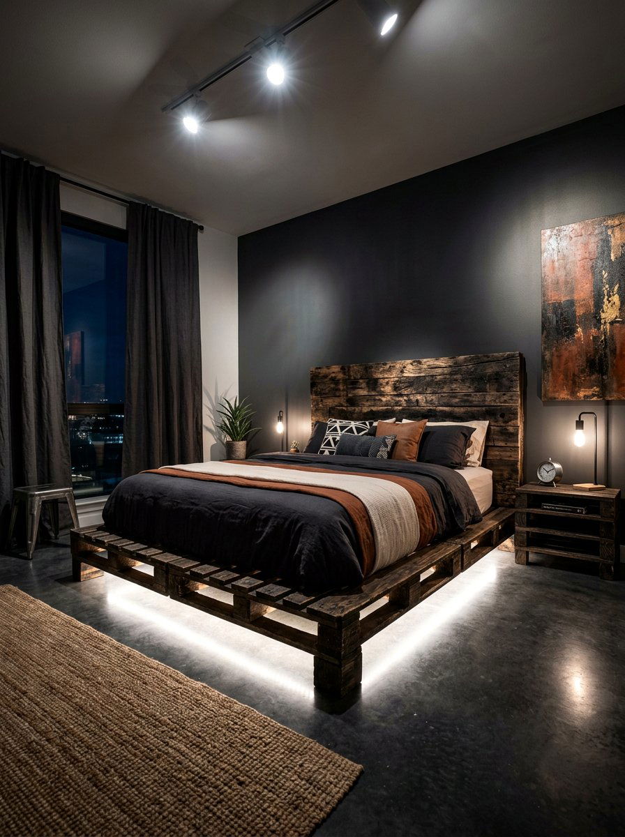 Accent lighting for pallet bed - 25 Lighted pallet bed frame ideas