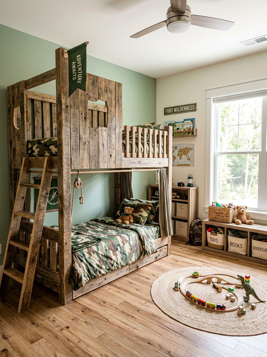 Adventure Fort Bunk Bed - 25 Pallet bed ideas for kids room