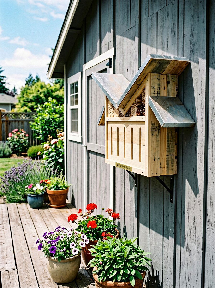 Angled Roof Butterfly Habitat - 25 Pallet Butterfly House Ideas