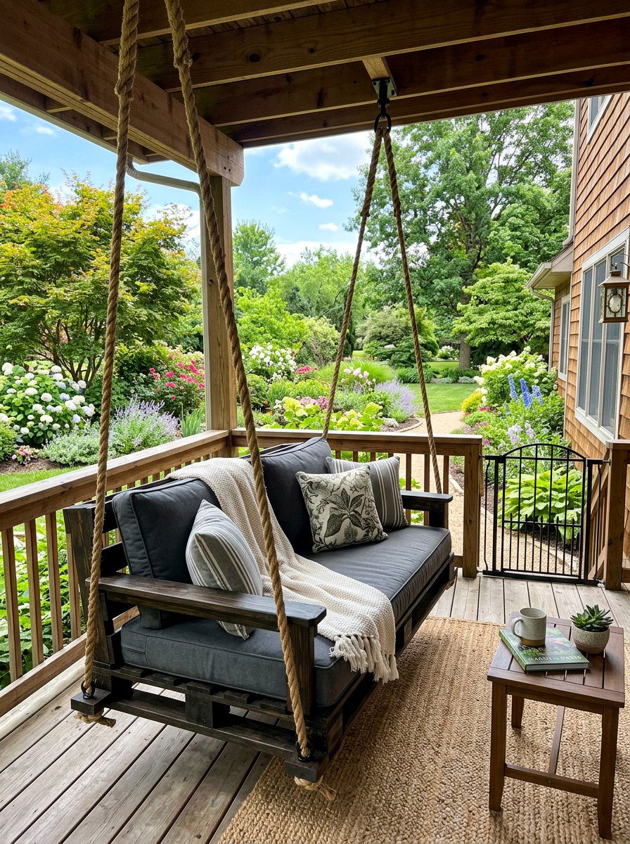 Back Porch Swing Bed - 25 Pallet Hanging Swing Bed Ideas