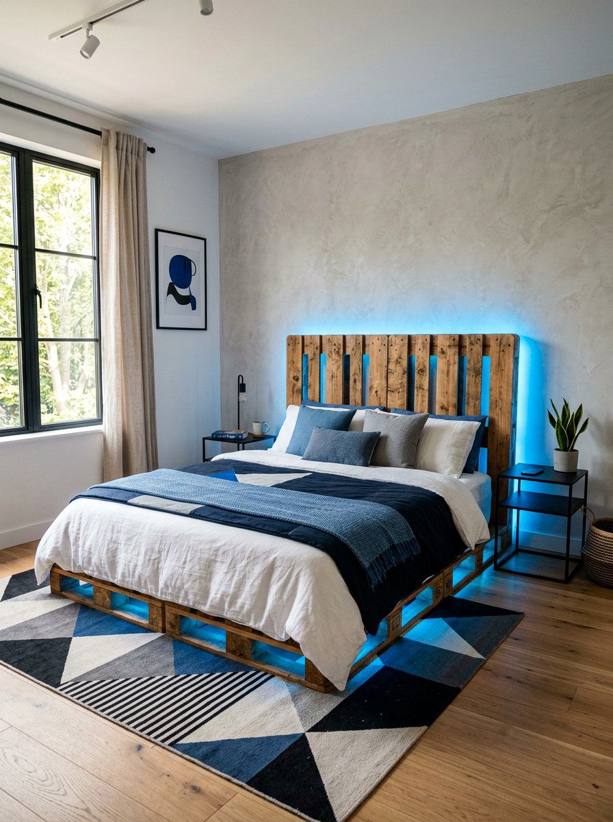 Backlit pallet frame - 25 Pallet bed ideas with LED lights