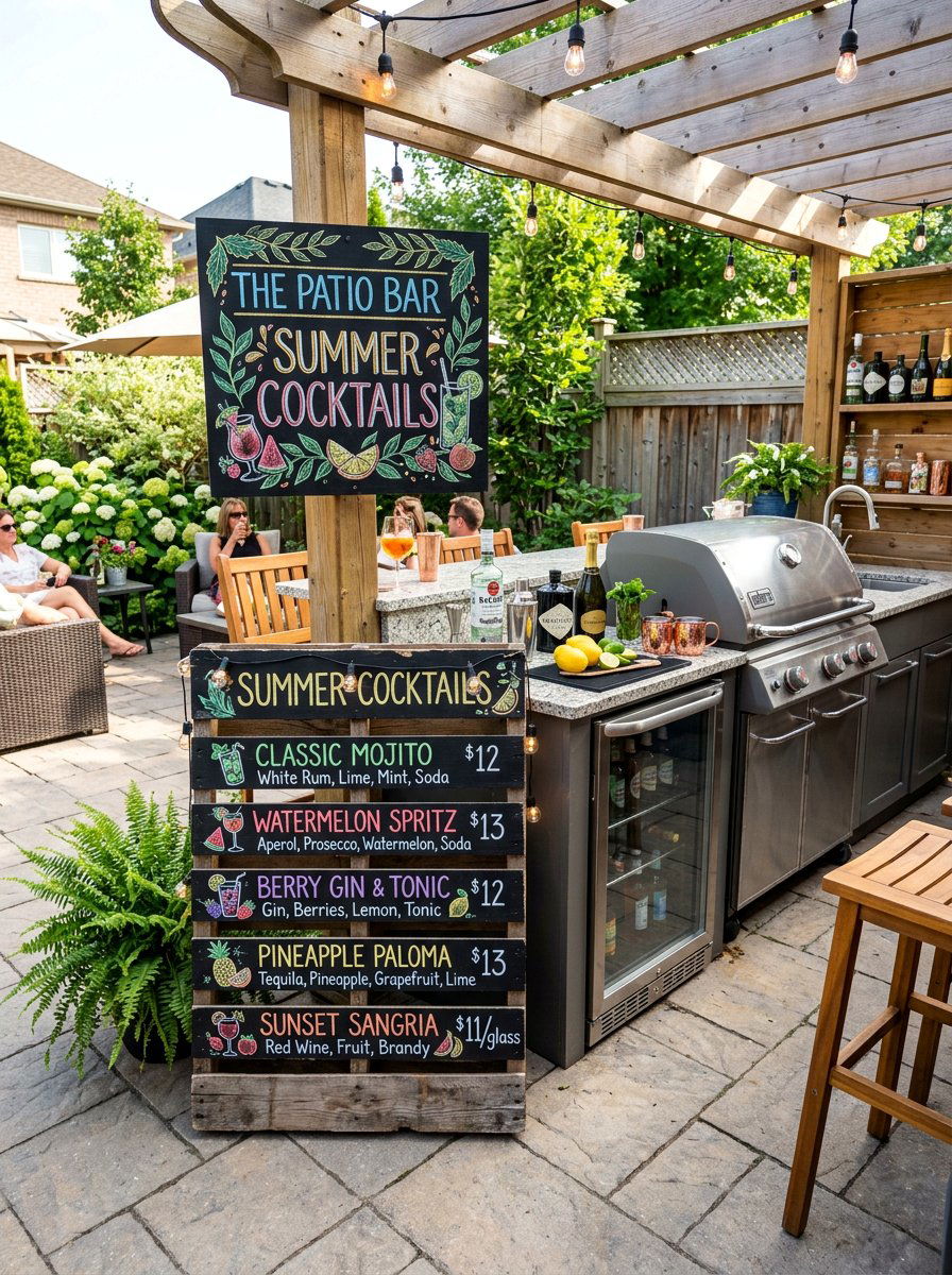 Backyard Bar Menu Sign - 25 Pallet Outdoor Sign Ideas