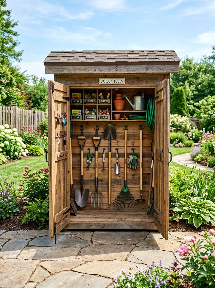 Backyard Pallet Tool Closet - 25 Pallet Tool Shed Ideas